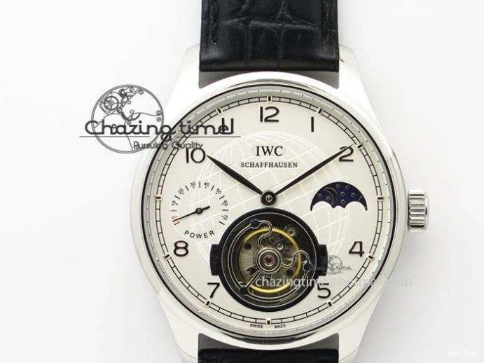 MIROTIME 1222 Portuguese Tourbillon IW504602 RG ZF Best Edition White Dial on Brown Leather Strap Stretchable 7178